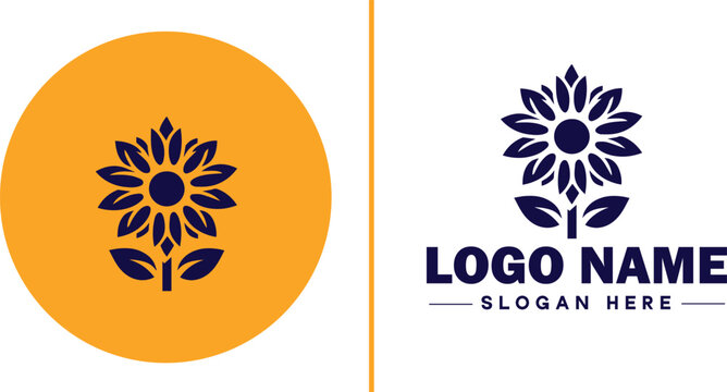 Sunflower logo icon vector for business brand app icon beautiful fashion sunflower logo template