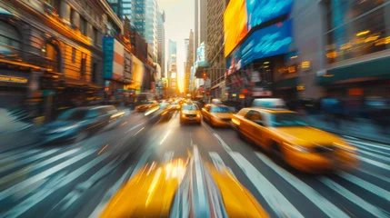 Badkamer foto achterwand yellow taxi traffic New York America © Olha