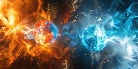 abstract wallpaper with blue and orange spheres