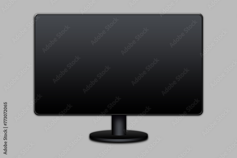 Poster lcd tv screen isolated on white background. black television panel. realistic 3d blank led smart hdt