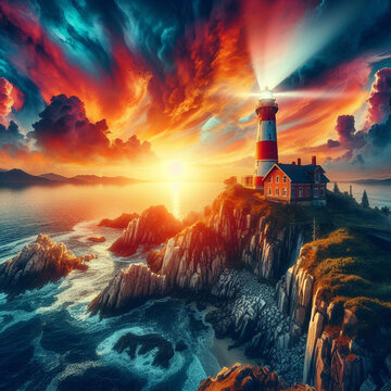 Colored lighthouse illustration