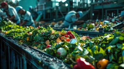 A place where leftover food is reused, and workers divide natural waste for making compost, teaching how to deal with waste in a good manner.
 - obrazy, fototapety, plakaty