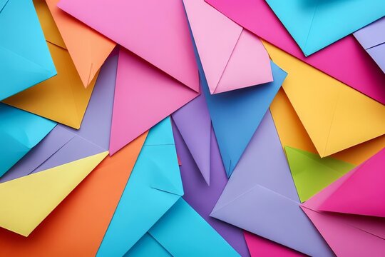 Colorful Origami Paper Sheets, Abstract Geometric Wallpaper Background