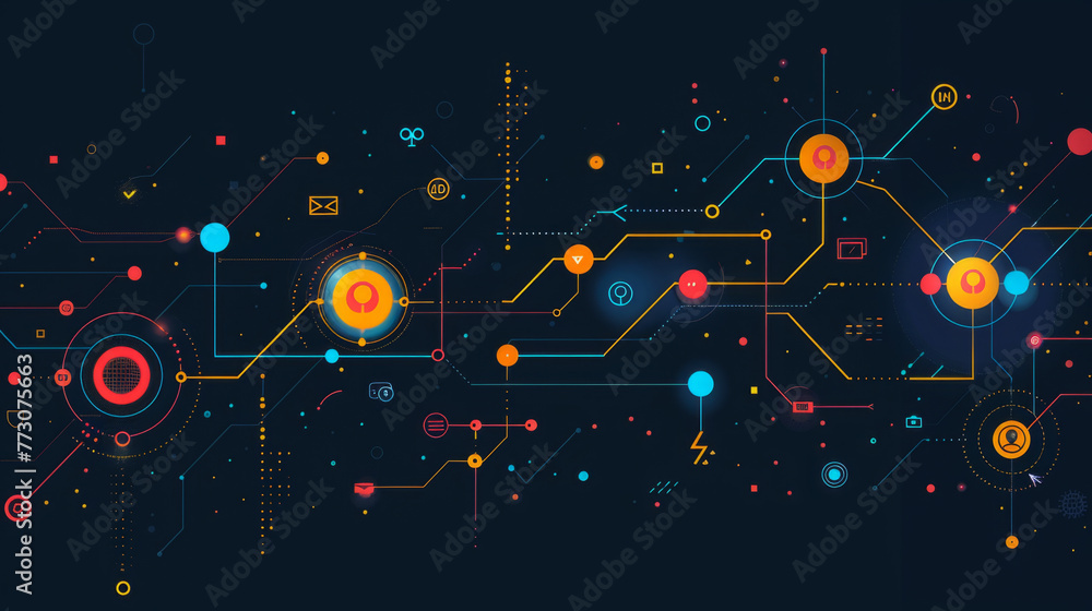 Poster data governance concept, infographic.abstract high-tech background with a complex network of interco