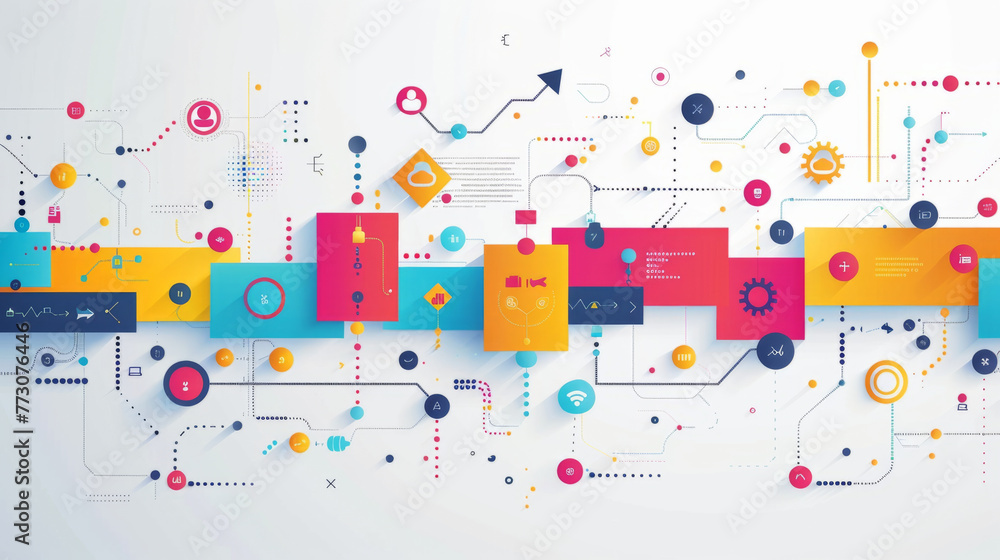 Poster business process workflow infographic. abstract technology background with interconnected geometric 