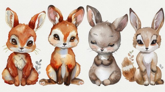Inject sweetness and charm into your projects with delightful watercolor clip art depicting adorable animals