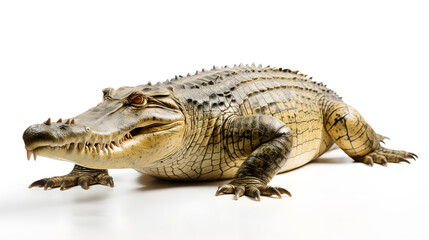 Crocodile side view, isolated on white background