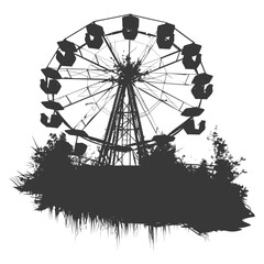 silhouette abandoned amusement park black color only