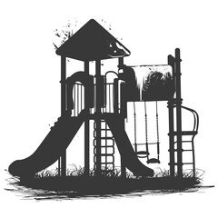 silhouette abandoned playground black color only