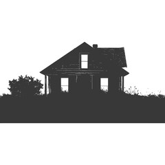 silhouette abandoned home or house black color only