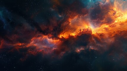 Nebular Phantasy: A picture that shows the pretty clouds of gas and spots where stars are made in space

