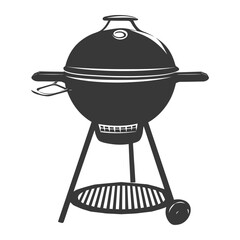silhouette a barbecue grill offset smoker top down black color only