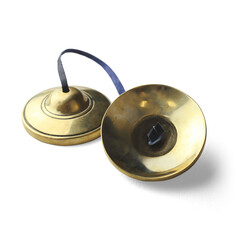 Tingsha, Tibetan bells for meditation and yoga, with transparent background and shadow