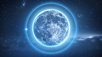 Glowing Moon in a Blue Sky A Celestial Sight for the Month of April Generative AI