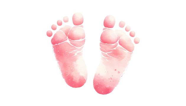 A pair of baby feet in a watercolor style.