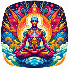 Fototapeta premium Meditation illustration created with colorful motifs 