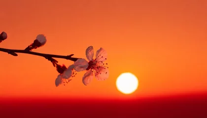 Foto op Aluminium tree in the sunset wallpaper national landscape sky vector art background blood, Cherry Blossom, minimalism, Photoshop, red, sun, sunset, HD wallpaper © Bilal