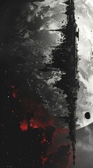 Incorporate a split screen view in your design to showcase the contrast between pristine space and cluttered space debris Use contrasting colors and textures to emphasize the difference