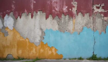 A textured composition of a weathered wall showing layers of peeling paint, illustrating decay and the passage of time