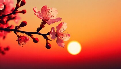 tree in the sunset wallpaper national landscape sky vector art background blood, Cherry Blossom, minimalism, Photoshop, red, sun, sunset, HD wallpaper