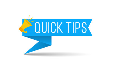 Quick tips shapes. Black - yellow speech bubble on white background with halftone effect. Quick tips, useful tricks logos, emblems and banners set isolated. Colorful tooltip, hint for website