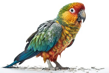 Obraz premium Parrot's Vibrant Plumage on Pure White