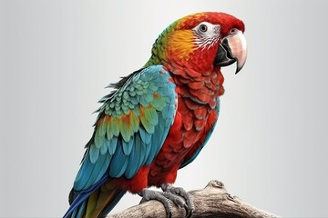 Fototapeta premium Parrot Perched on Clean White