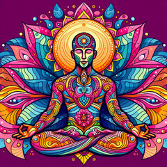 Fototapeta na wymiar Meditation illustration created with colorful motifs 