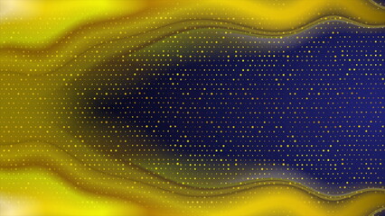Dark blue background with golden smooth waves and particles