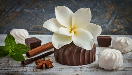 Marshmallow chocolate vanilla flower