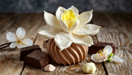 Obraz na płótnie Canvas Marshmallow chocolate vanilla flower