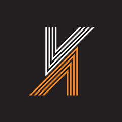 VA letter logo with alternating lines concept
