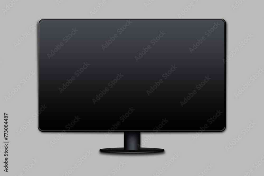 Poster lcd tv screen isolated on white background. black television panel. realistic 3d blank led smart hdt