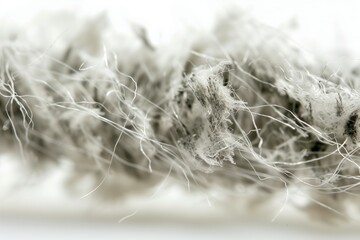 close up of asbestos fibers on a white background