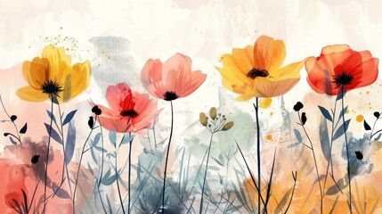 Stylized wildflower scribbles, editable for personalized art