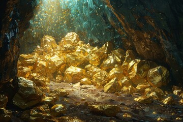 Fototapeta na wymiar Binary gold, the digital miner's dream harvest