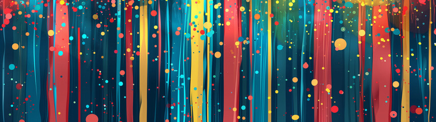 Dynamic Abstract Stripes and Dots Artwork in Bold Colors