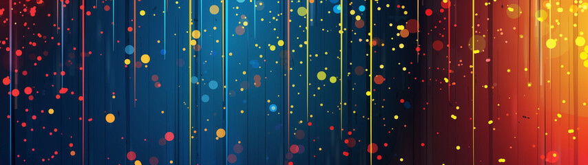 Abstract Horizontal Stripes and Colorful Dots Artwork