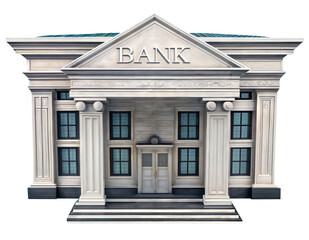 The bank building on a transparent background