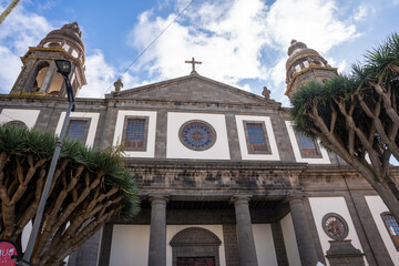 La Laguna Cathedral with Dragon Trees in San Cristobal de La Laguna, Tenerife, Canary Islands, Spain