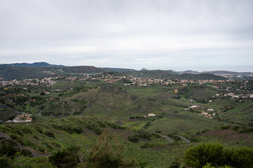 Fototapeta na wymiar View from peak of Caldera de Bandama volcanic crater over Gran Canaria island