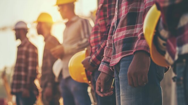 Workers coming together to celebrate the achievements and contributions of labor on Labor Day. Copy Space.