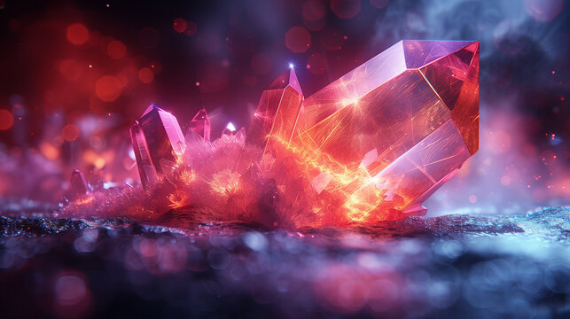 Crystal de roche embras&eacute; par une lumi&egrave;re spirituelle