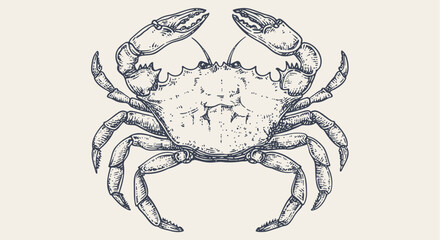 Crab, seafood, sketch. Vintage retro print, seafood crab sketch, sea life, ink pencil style drawing, engrave old school sketch, hand drawn. Sketch artwork crab, sign, sea symbol. Vector Illustration - 773091884