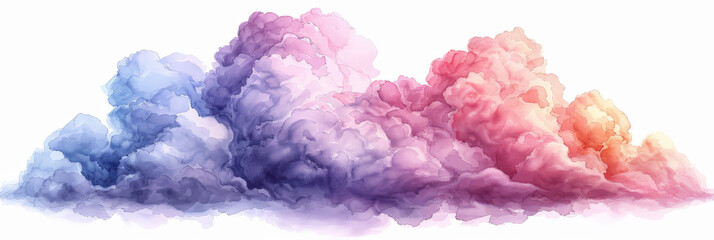 Soft pastel watercolor clipart of a cloud, fluffy and light, isolated on white, for designs that are airy and dreamy