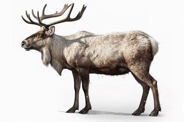 Majestic Reindeer Against White