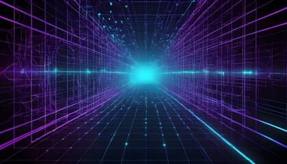 Fototapeta premium Techno Matrix Vector Abstract Background: Futuristic Digital Grid Design