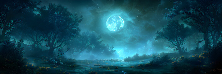 Green forest in the night,
Digitally Rendered Mystical Forest Scene at Night green tree