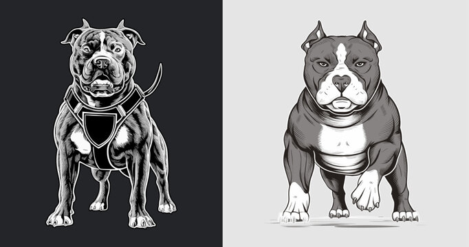 Proud pitbull dog Vector illustration. Generative AI.