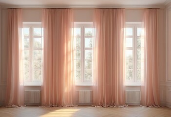 Fototapeta premium Serenity in Design: Backlit Window with Delicate Curtains